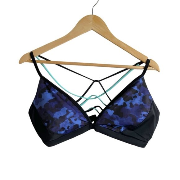 Athleta Freestyle Camo Bikini Set XL Cloud Camo Blue Strappy - Picture 4 of 14